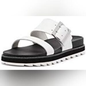 Sorel womens roaming slide sandals size 8.5 white/black/silver
